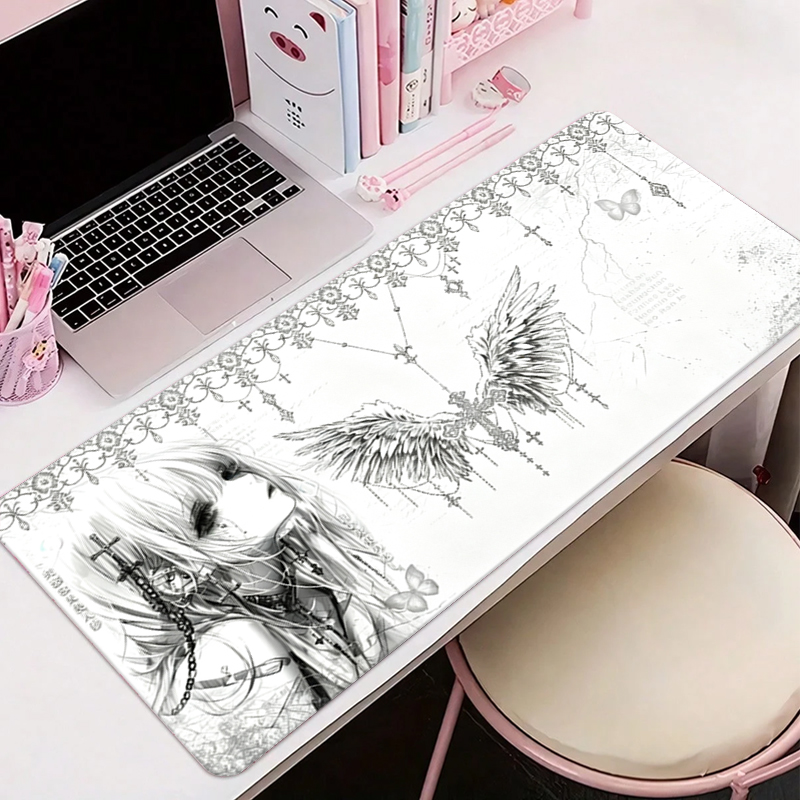 Tech Accessories For Desk - Skórzana podkładka pod mysz czarno-biała Anime